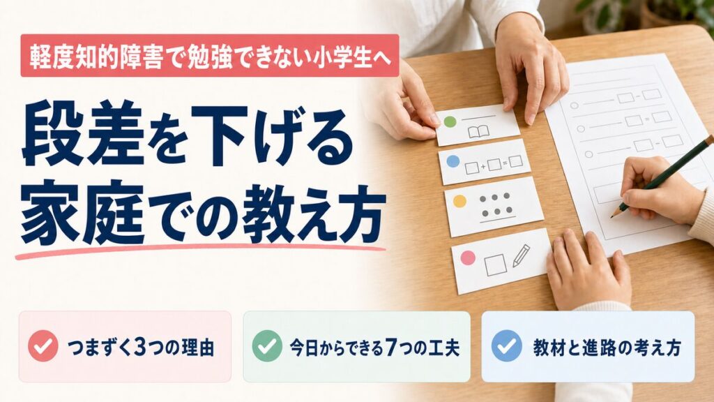 軽度知的障害の小学生に合う家庭学習の教え方を紹介するアイキャッチ