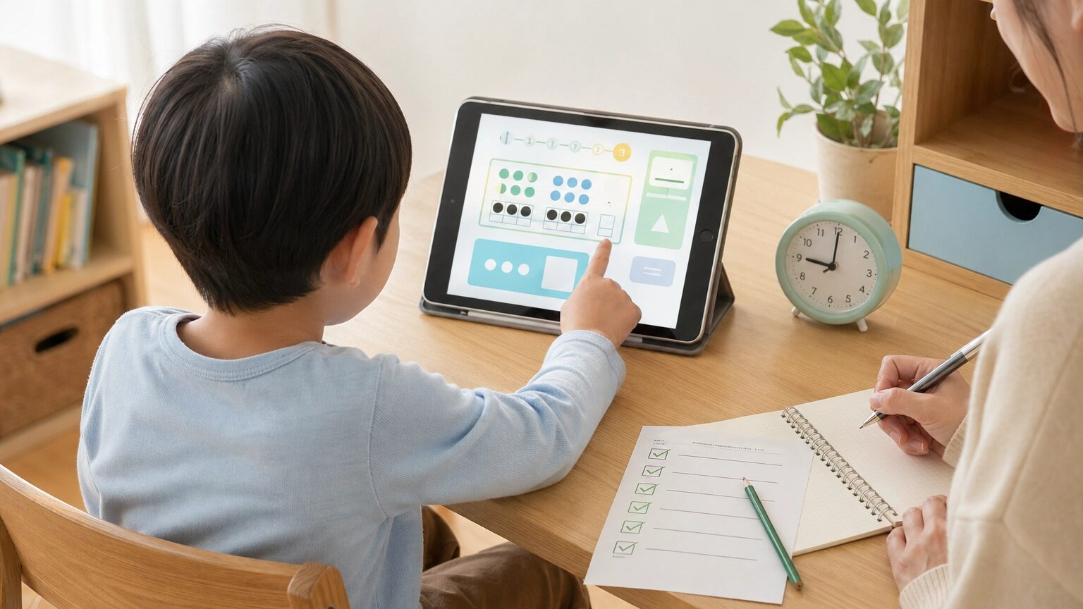無料体験で子どもの反応や操作性を確認する家庭学習の場面