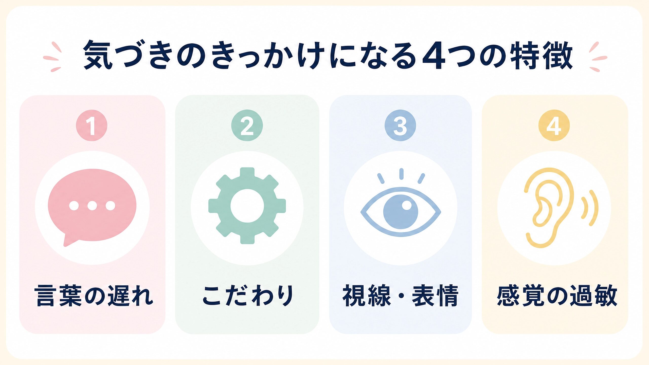 自閉症かもしれないと感じたときに見るコミュニケーションや言葉のチェックポイント図解