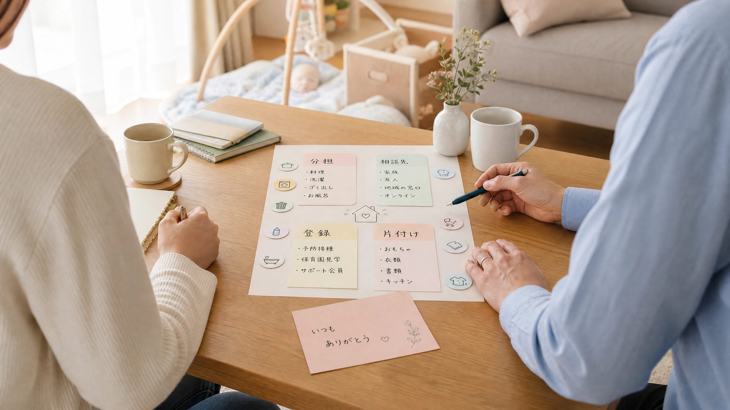 3児の父が出産前準備で後悔したことを夫婦で話し合う画像