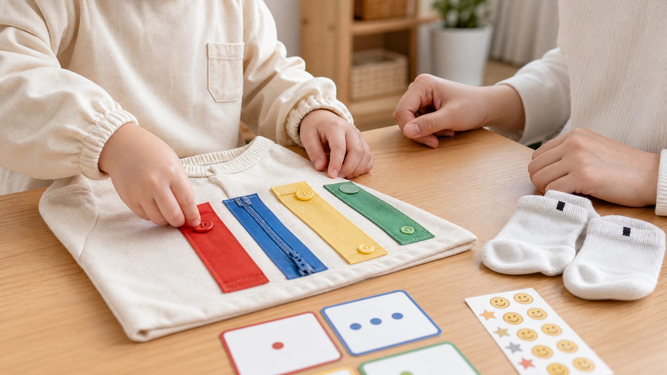 療育の成果が生活の小さな自立として現れる様子を表した画像