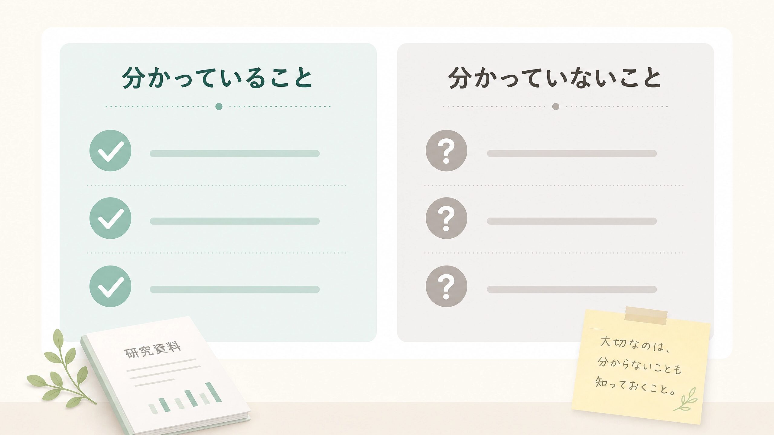 臍帯血と自閉症研究で分かっていることと分かっていないことを比較して整理する図解