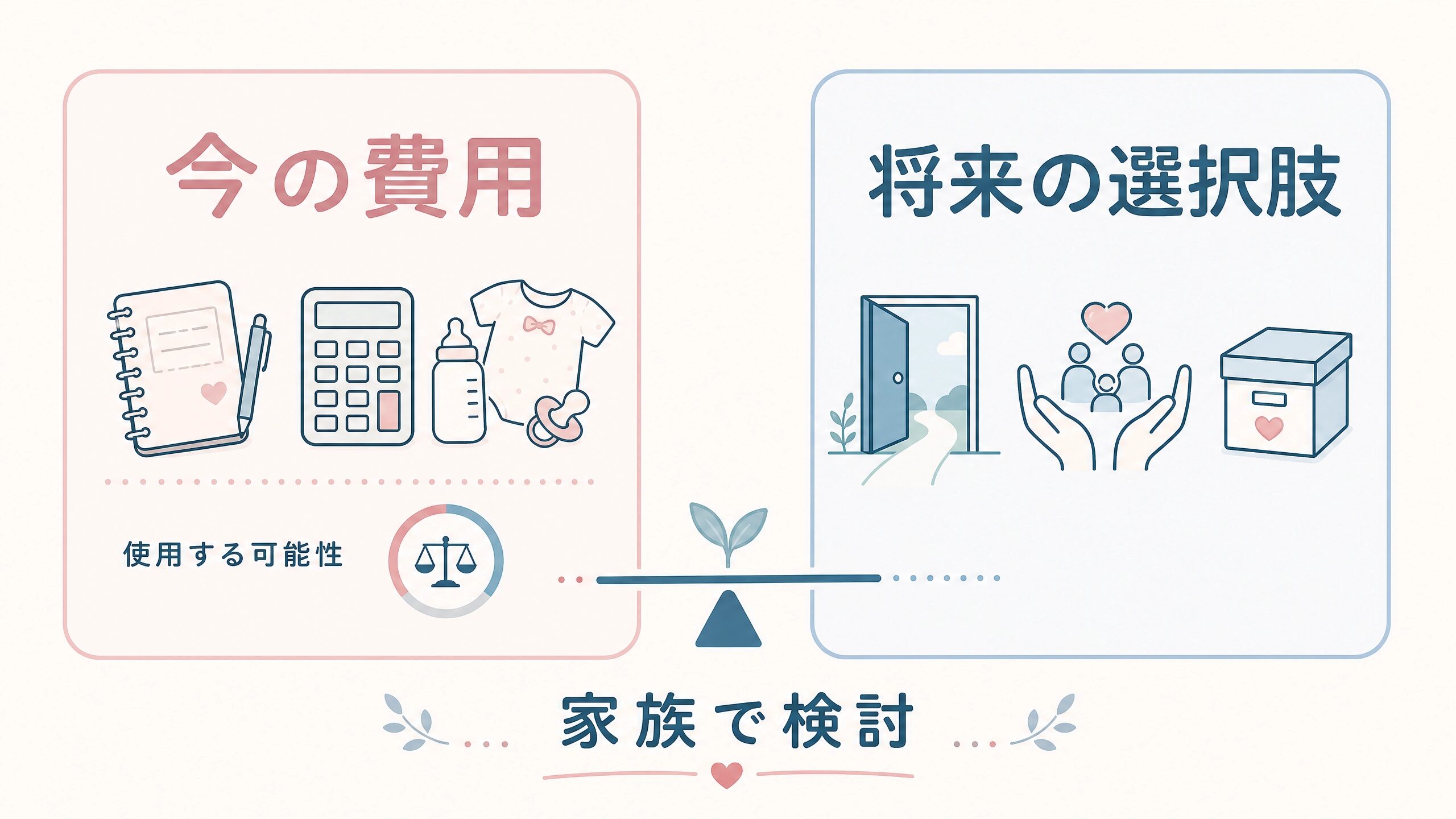 臍帯血保管の費用と将来の選択肢を比較して考える図