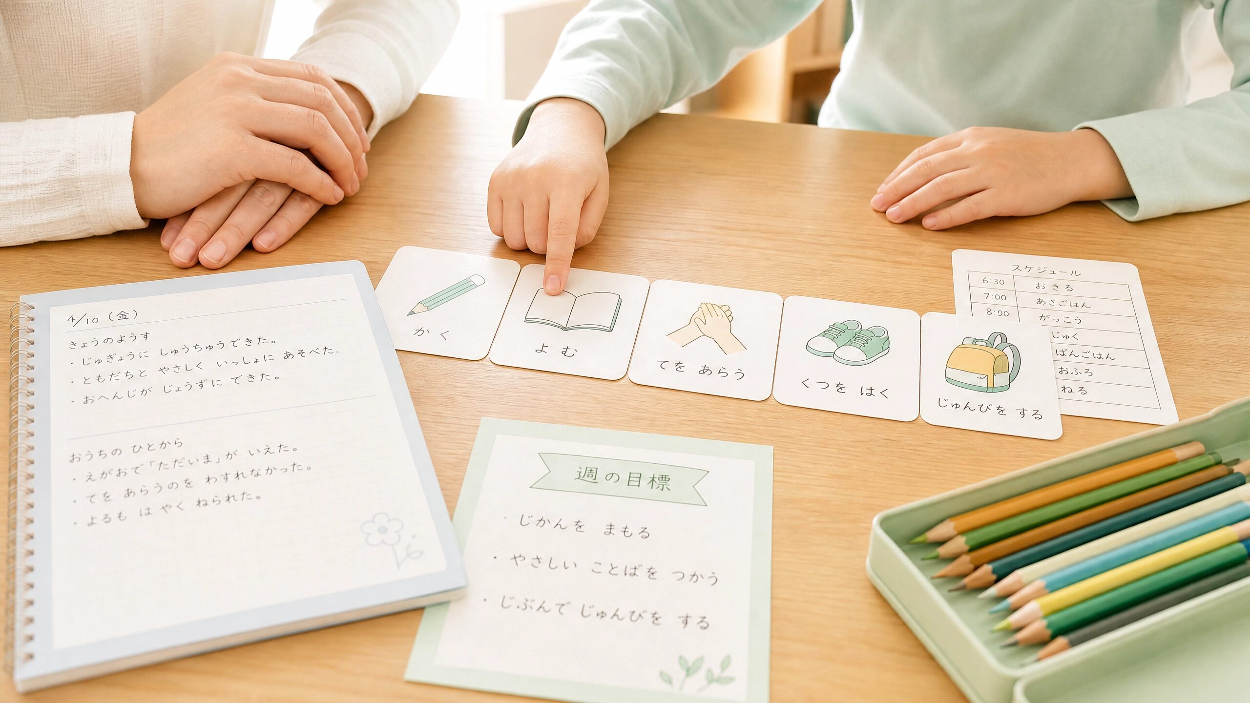 療育と家庭や学校の支援を通じて子どもの成長を支える手元