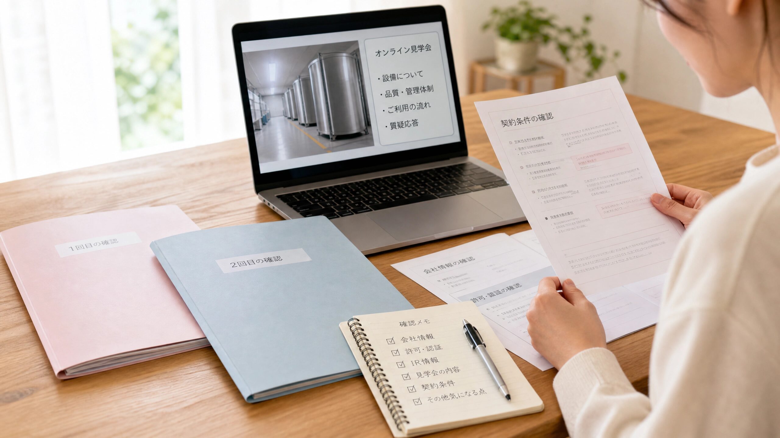 家族が臍帯血保管の資料やオンライン見学会を契約前後に確認した様子