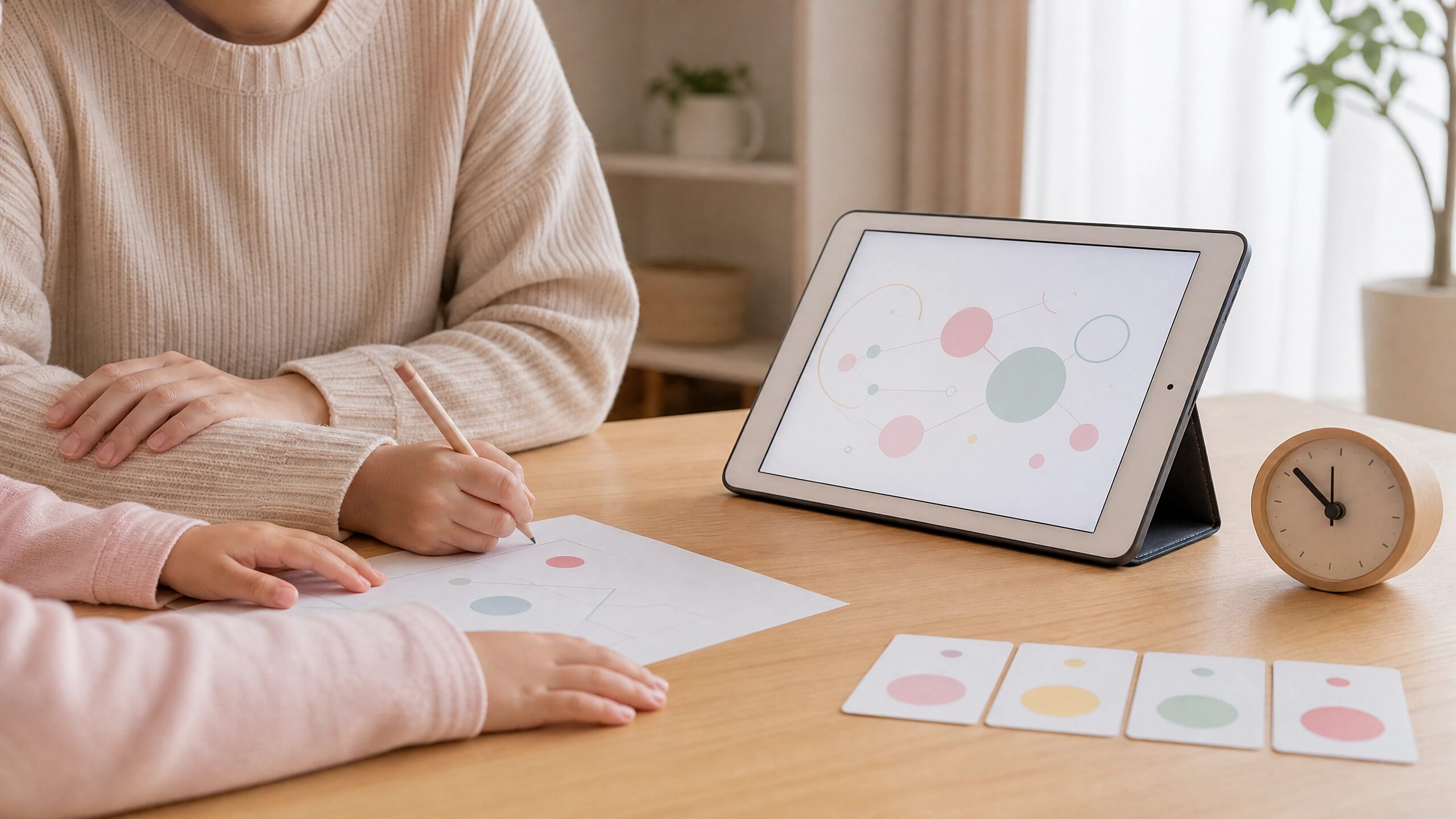 発達障害の子どもが自宅で自分のペースに合わせて学習する様子