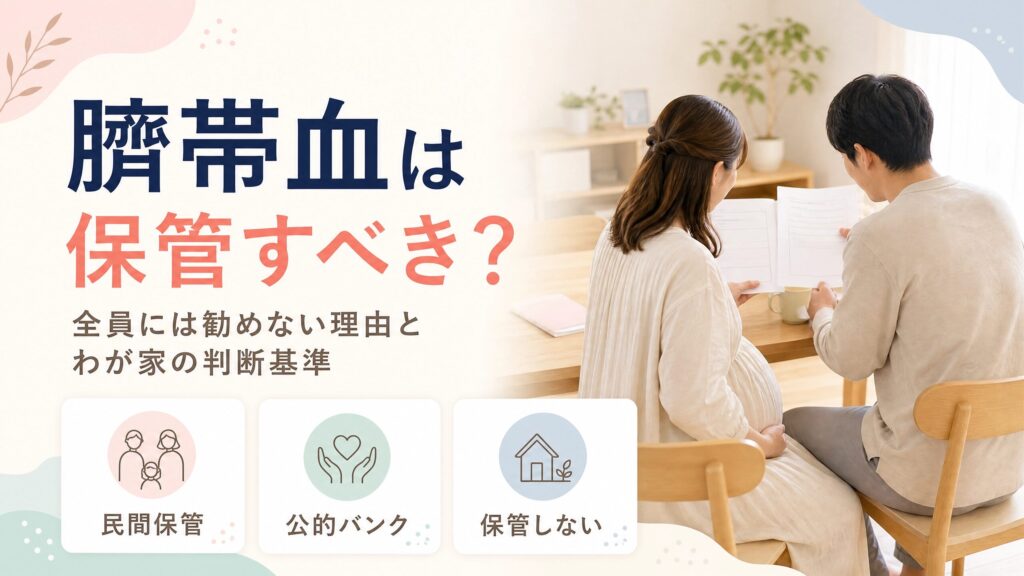 臍帯血を保管するか迷う家庭に向けて3つの選択肢と判断基準を示したアイキャッチ