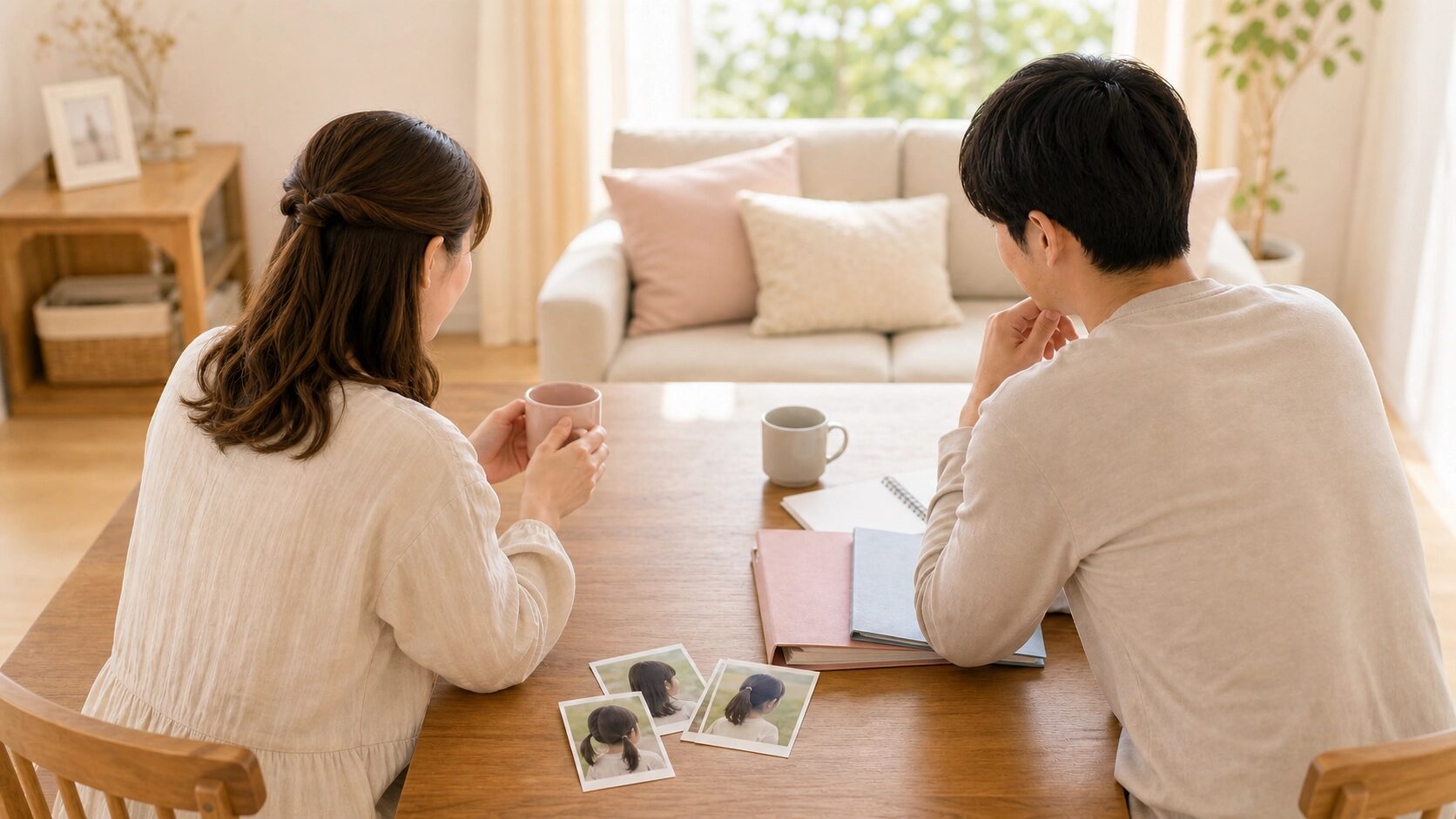 3人の子どもの将来の選択肢について話し合い、二女と三女で民間保管を選んだ家族