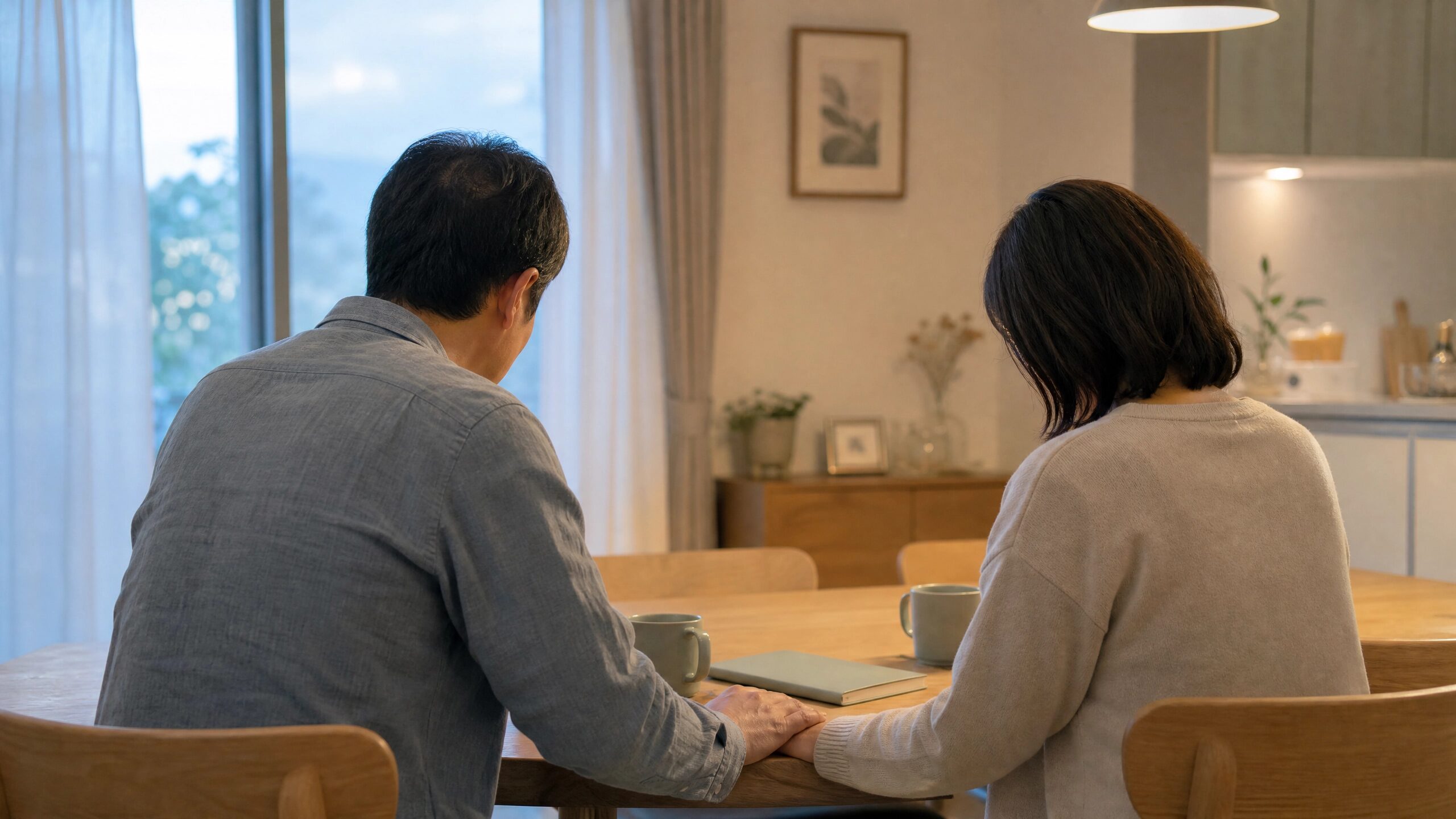 障害のある子が生まれた場合の生活について静かに考える夫婦