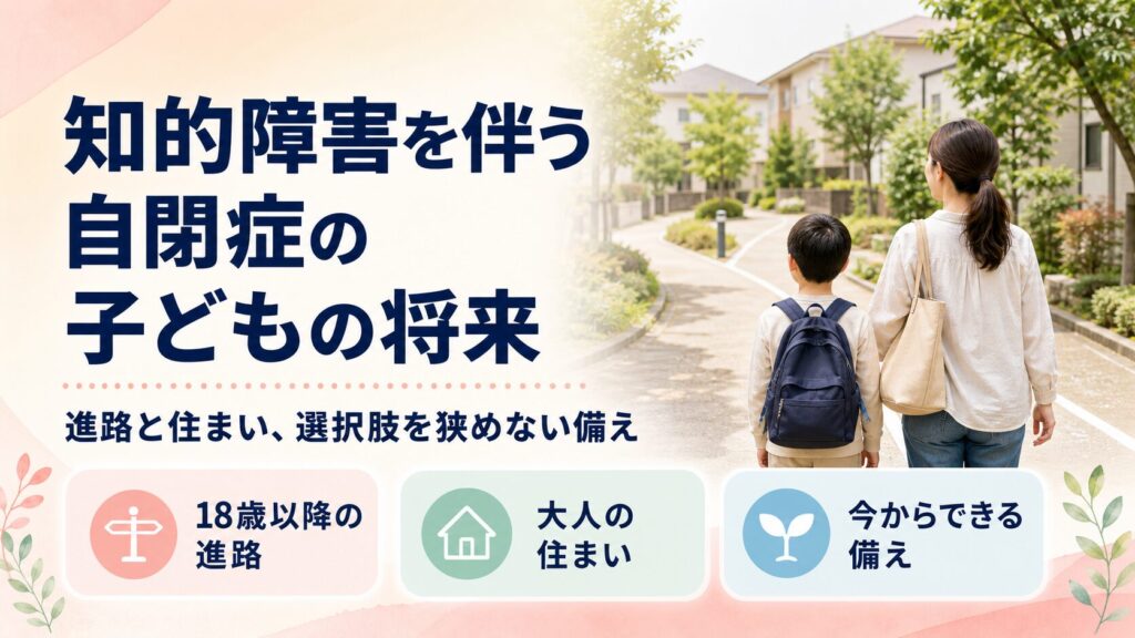 知的障害を伴う自閉症の子どもの進路や住まい、将来への備えを整理したアイキャッチ