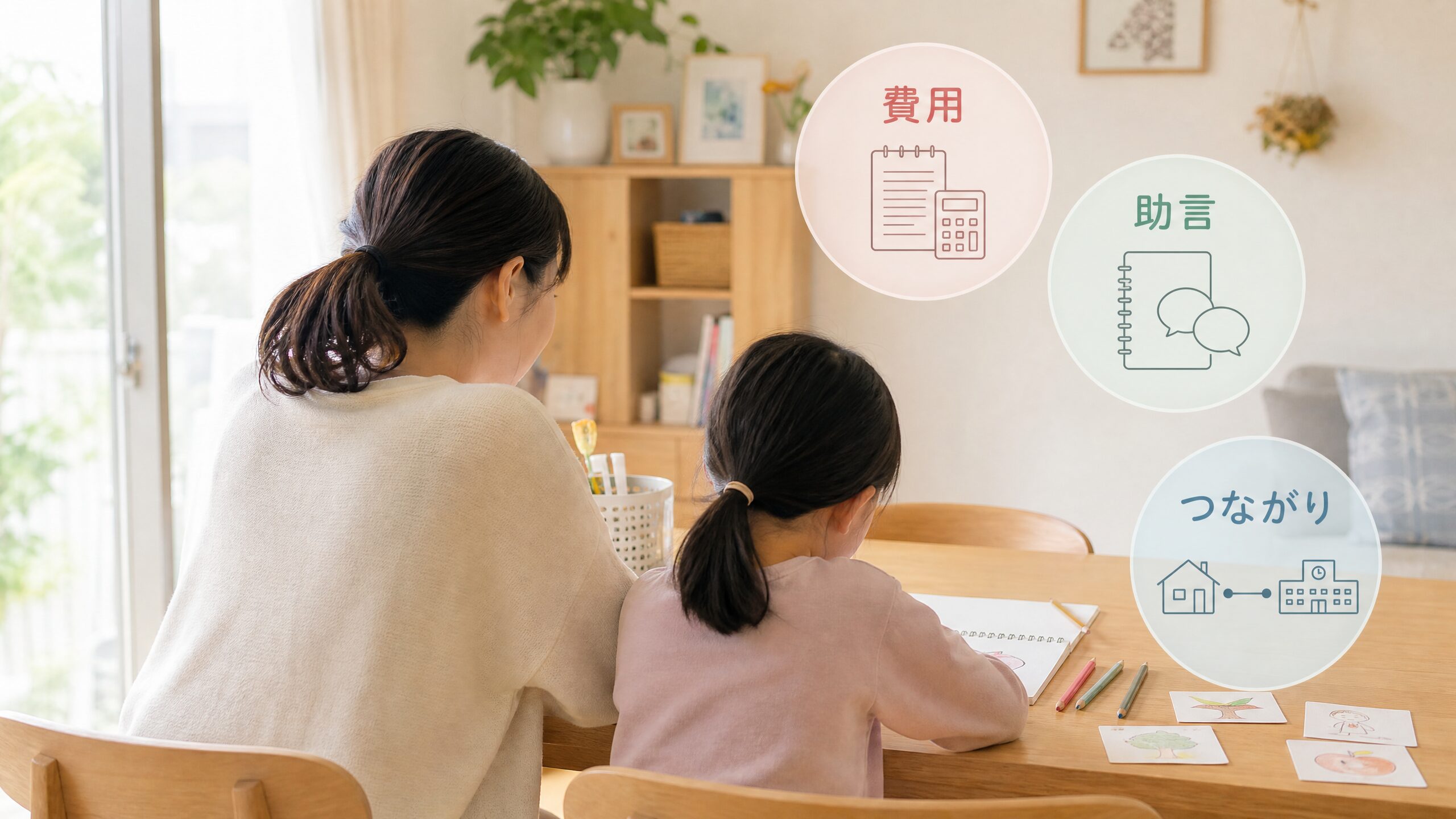 通所受給者証を通じて費用負担の軽減や家庭への助言、相談先とのつながりが増える様子