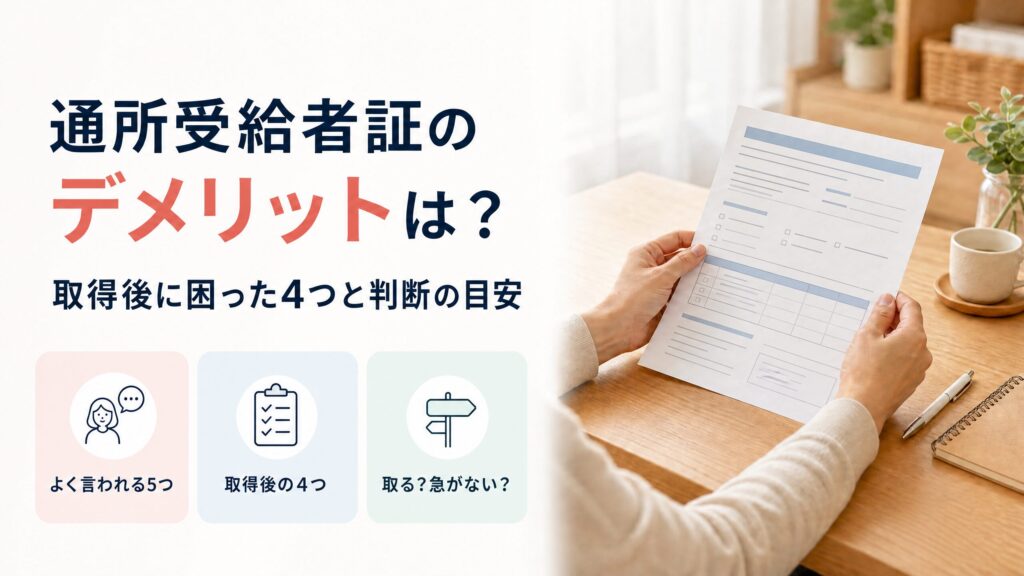 通所受給者証のデメリットと取得後の困りごと、申請判断の目安を整理した記事のアイキャッチ