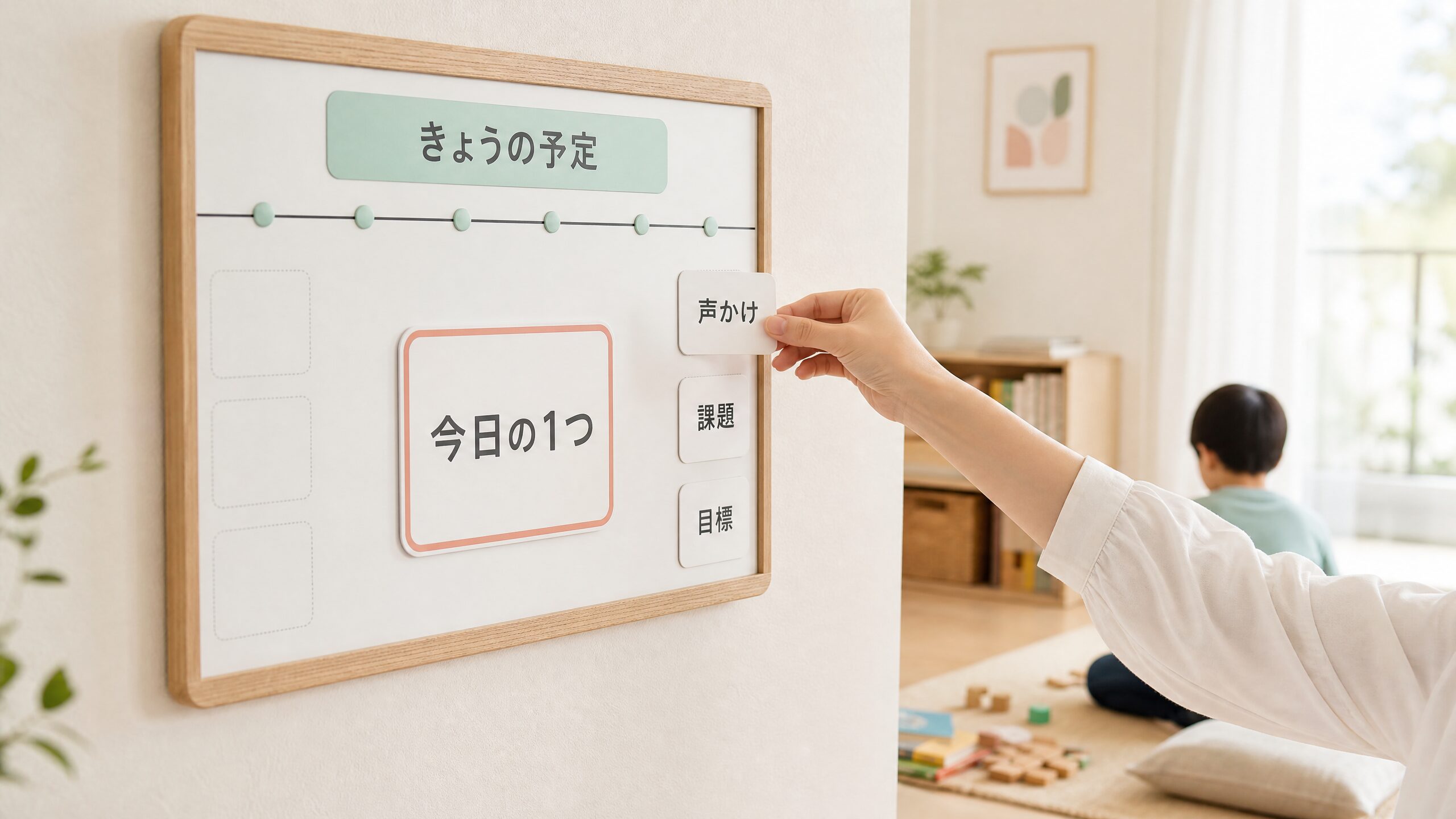 家庭療育の声かけや課題を減らして一つの目標に絞る様子