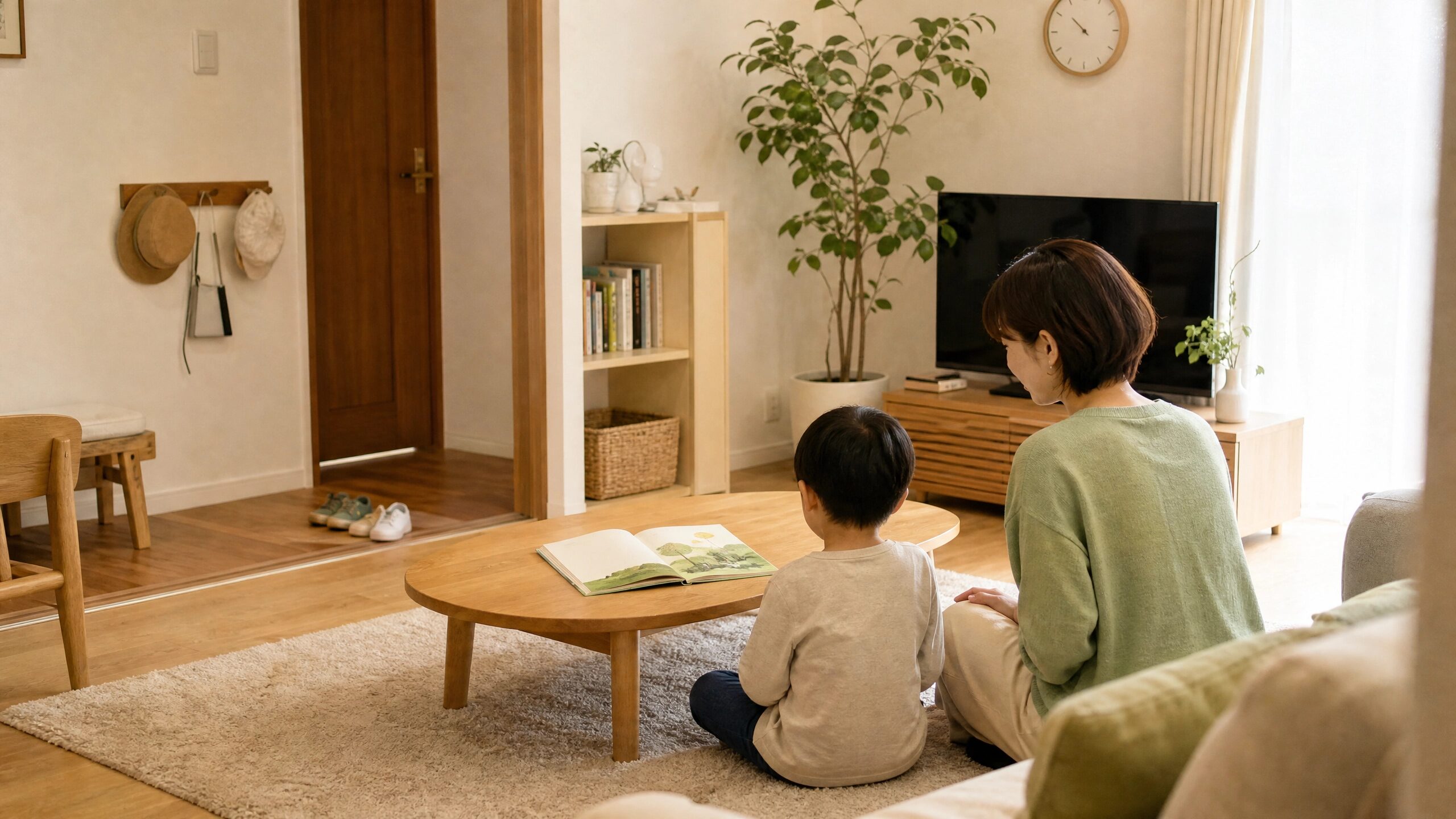 絵本を読んでくれない日に無理をせず短く読み聞かせする家庭のイメージ