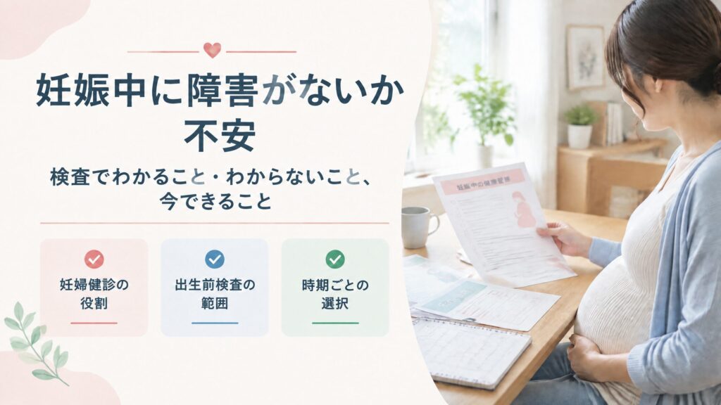 妊娠中に赤ちゃんの障害が不安な親へ、検査でわかることと今できることを整理した記事のアイキャッチ